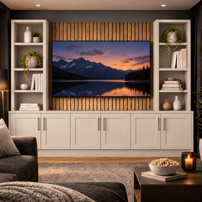 Southwell Tall Shaker Media Wall Double Bookcase Unit 3 - Online Bedrooms