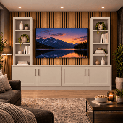 Southwell Tall Shaker Media Wall Double Bookcase Unit 9 - Online Bedrooms