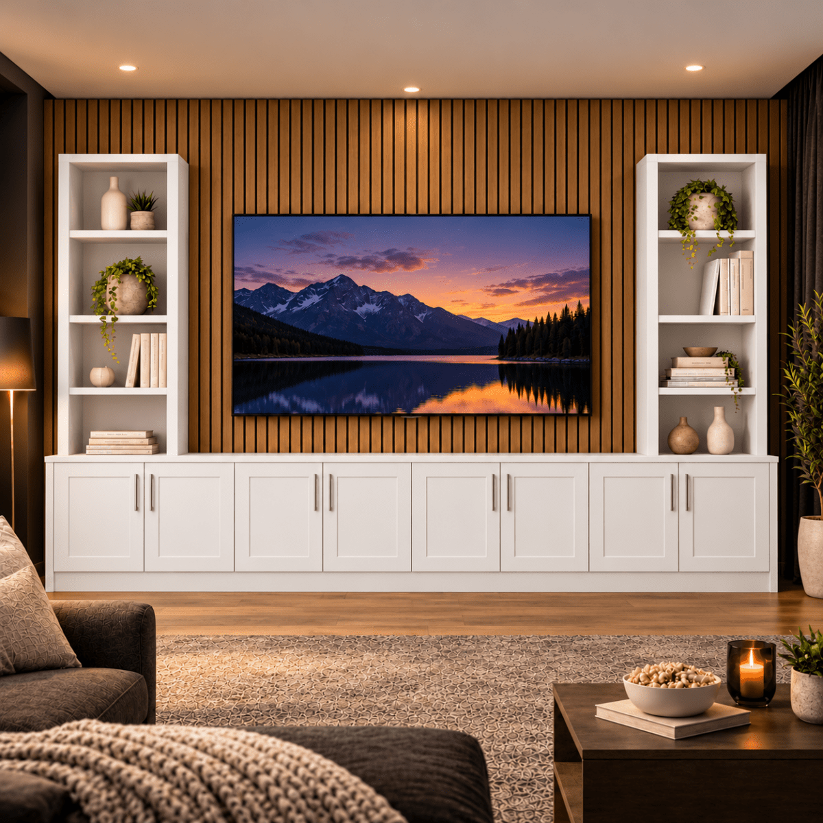 Southwell Tall Shaker Media Wall Double Bookcase Unit 38 - Online Bedrooms