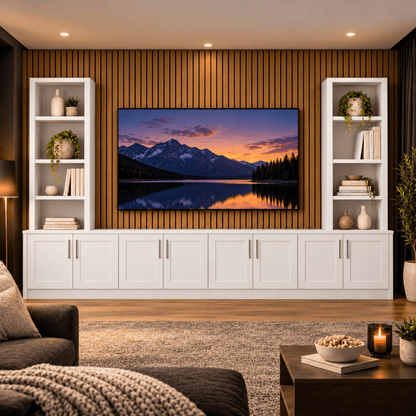 Southwell Tall Shaker Media Wall Double Bookcase Unit 38 - Online Bedrooms