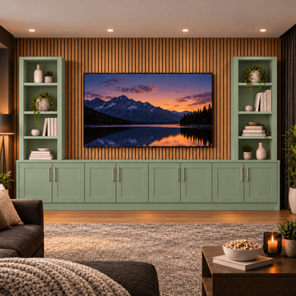 Southwell Tall Shaker Media Wall Double Bookcase Unit 49 - Online Bedrooms