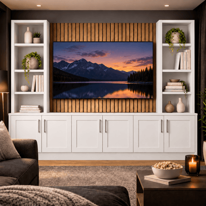 Southwell Tall Shaker Media Wall Double Bookcase Unit 4 - Online Bedrooms