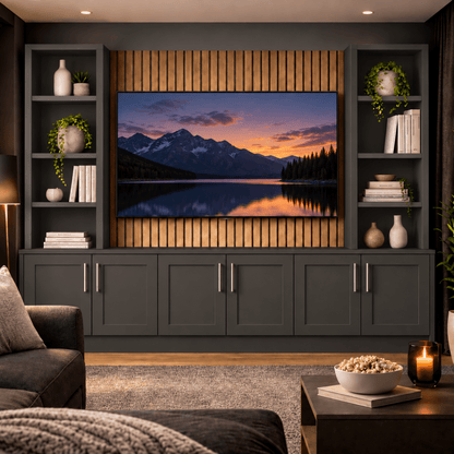Southwell Tall Shaker Media Wall Double Bookcase Unit 2 - Online Bedrooms