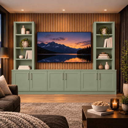 Southwell Tall Shaker Media Wall Double Bookcase Unit 19 - Online Bedrooms