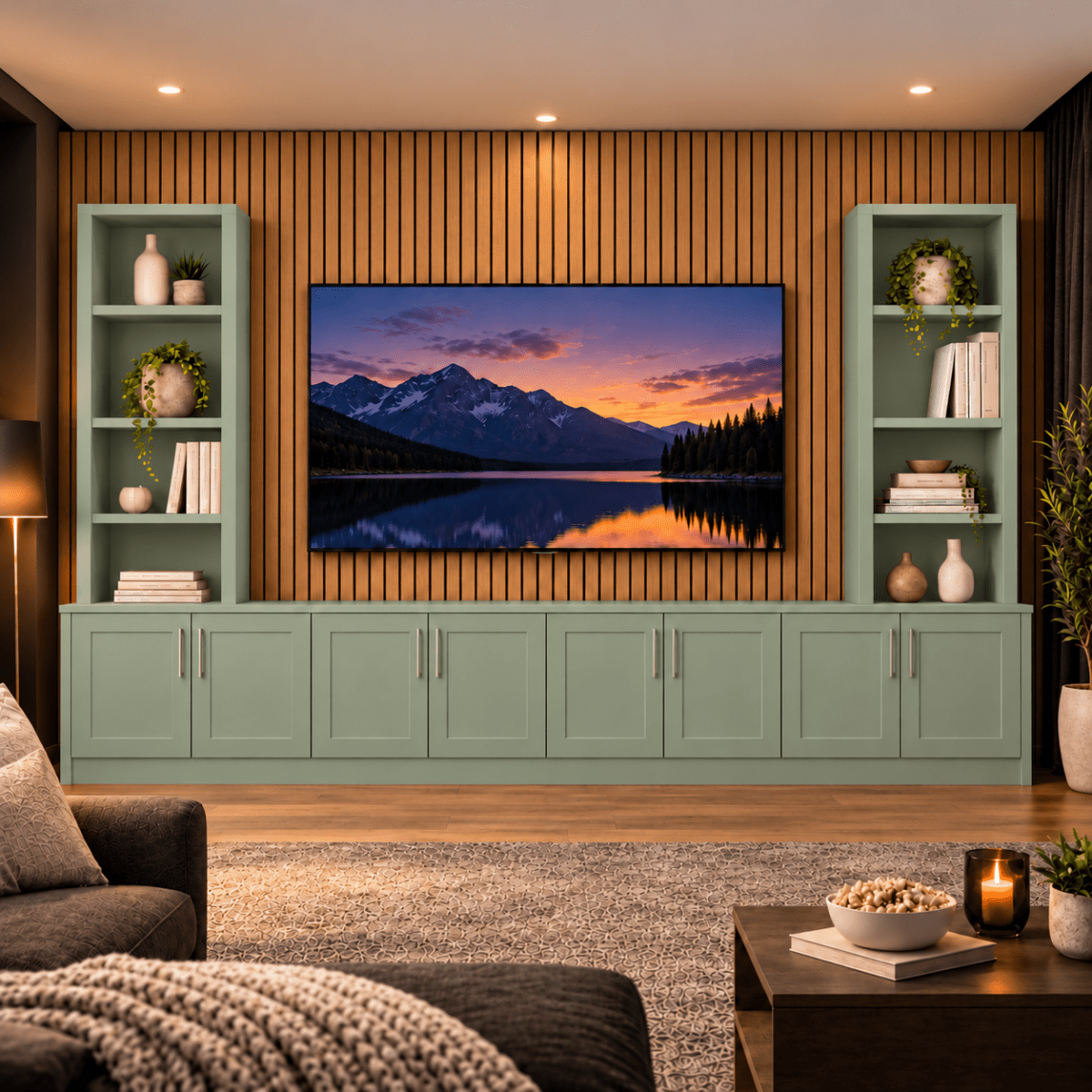 Southwell Tall Shaker Media Wall Double Bookcase Unit 43 - Online Bedrooms