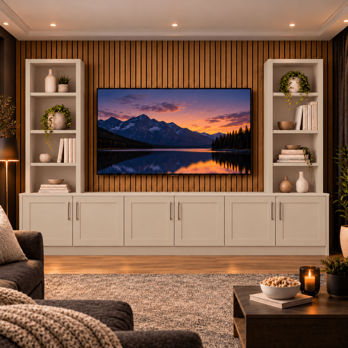 Southwell Tall Shaker Media Wall Double Bookcase Unit 27 - Online Bedrooms