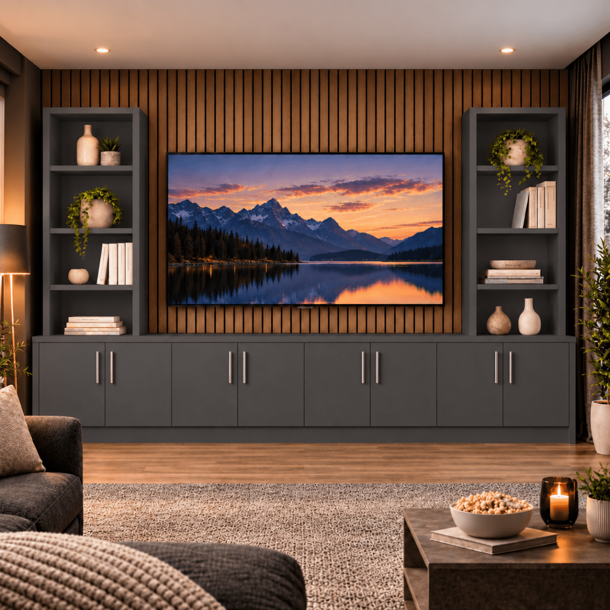 Southwell Tall Smooth Media Wall Double Bookcase Unit 39 - Online Bedrooms