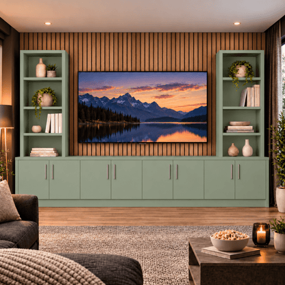 Southwell Tall Smooth Media Wall Double Bookcase Unit 42 - Online Bedrooms