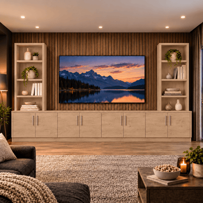 Southwell Tall Smooth Media Wall Double Bookcase Unit 50 - Online Bedrooms