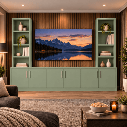 Southwell Tall Smooth Media Wall Double Bookcase Unit 28 - Online Bedrooms