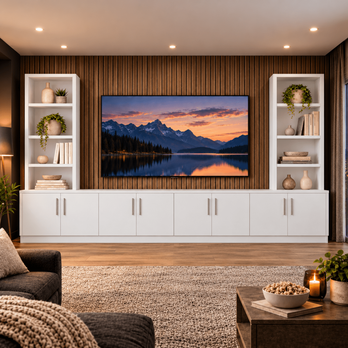 Southwell Tall Smooth Media Wall Double Bookcase Unit 44 - Online Bedrooms