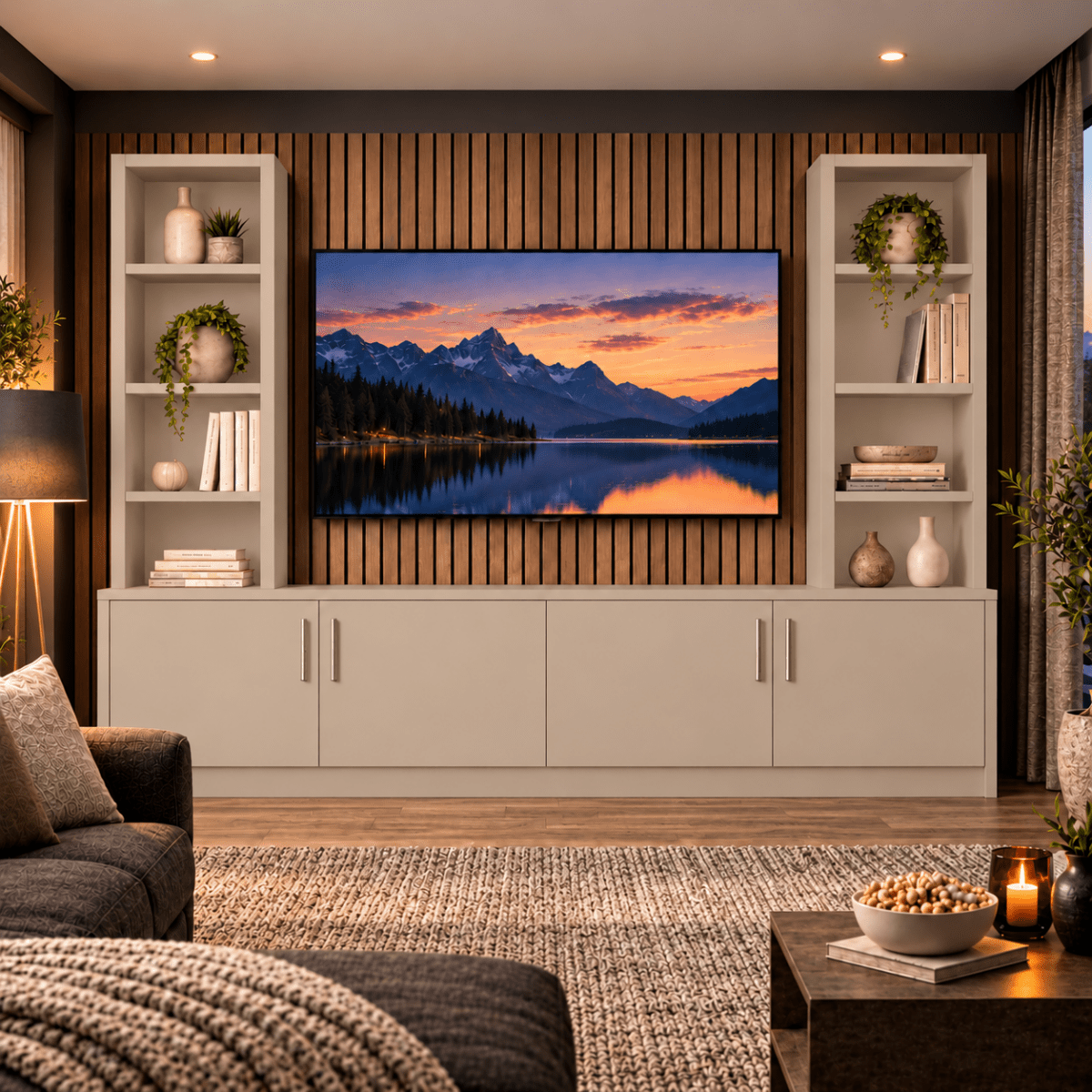 Southwell Tall Smooth Media Wall Double Bookcase Unit 10 - Online Bedrooms