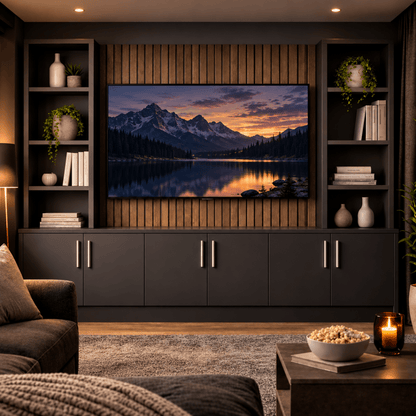 Southwell Tall Smooth Media Wall Double Bookcase Unit 8 - Online Bedrooms