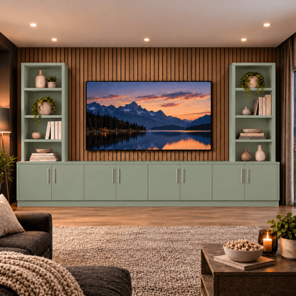 Southwell Tall Smooth Media Wall Double Bookcase Unit 49 - Online Bedrooms