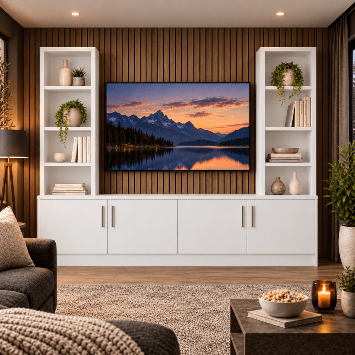 Southwell Tall Smooth Media Wall Double Bookcase Unit 1 - Online Bedrooms