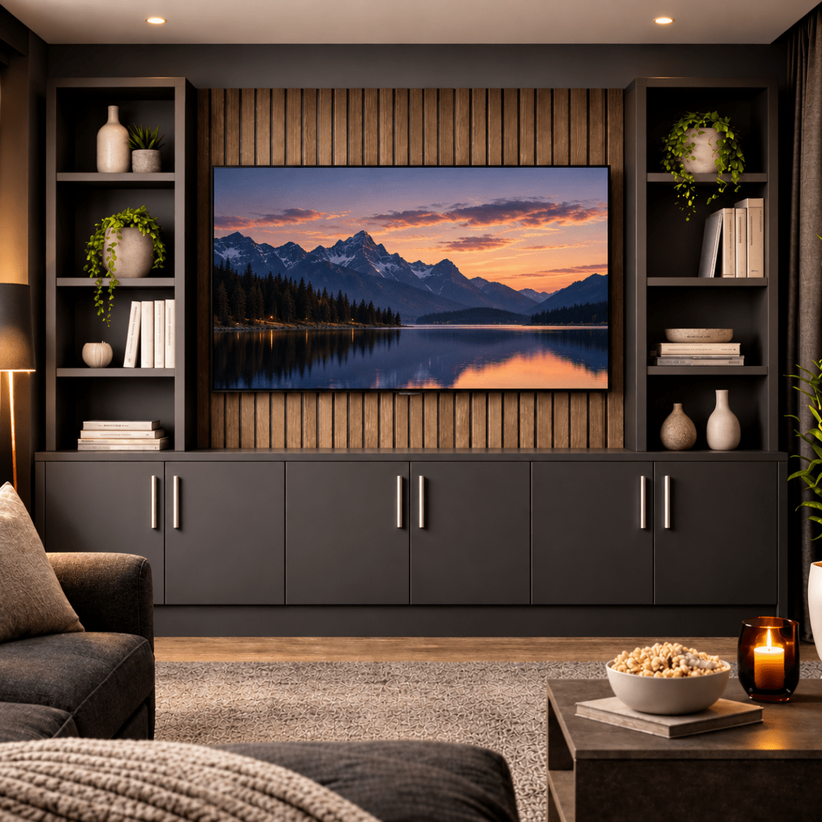 Southwell Tall Smooth Media Wall Double Bookcase Unit 1 - Online Bedrooms