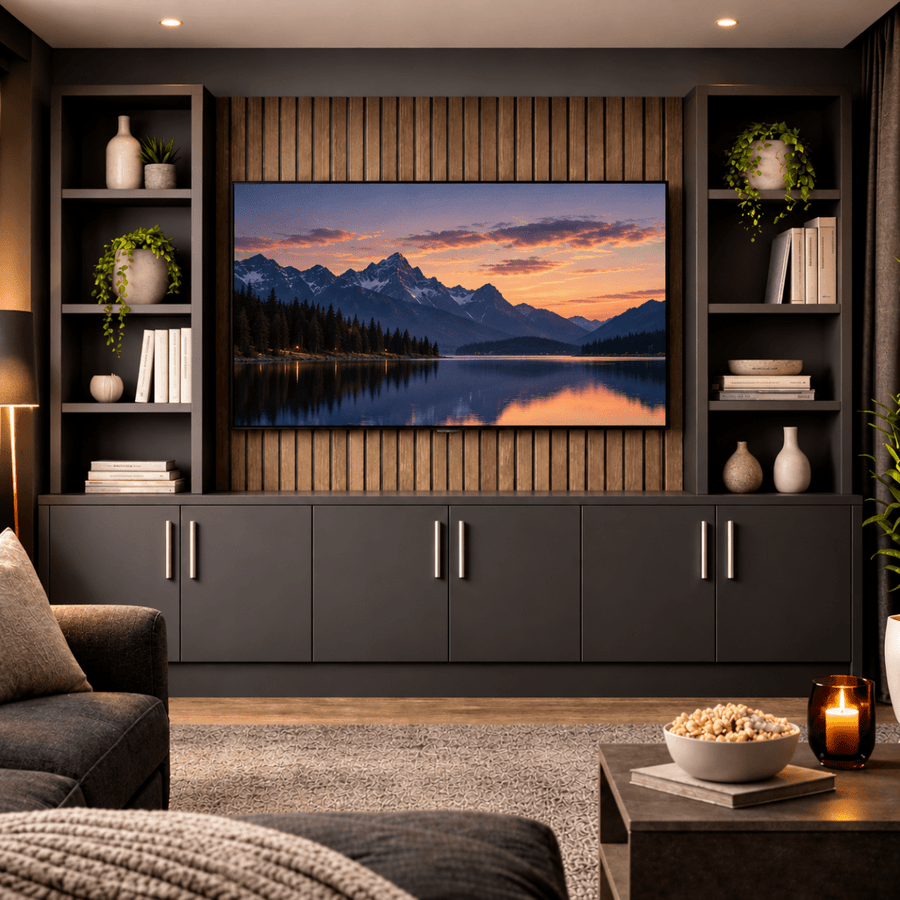 Southwell Tall Smooth Media Wall Double Bookcase Unit 1 - Online Bedrooms