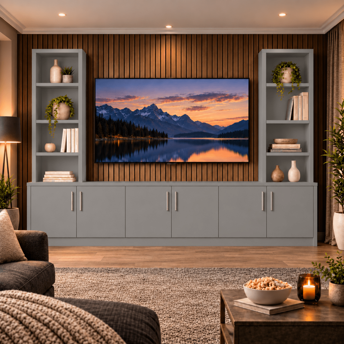 Southwell Tall Smooth Media Wall Double Bookcase Unit 27 - Online Bedrooms