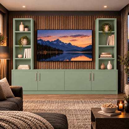 Southwell Tall Smooth Media Wall Double Bookcase Unit 14 - Online Bedrooms
