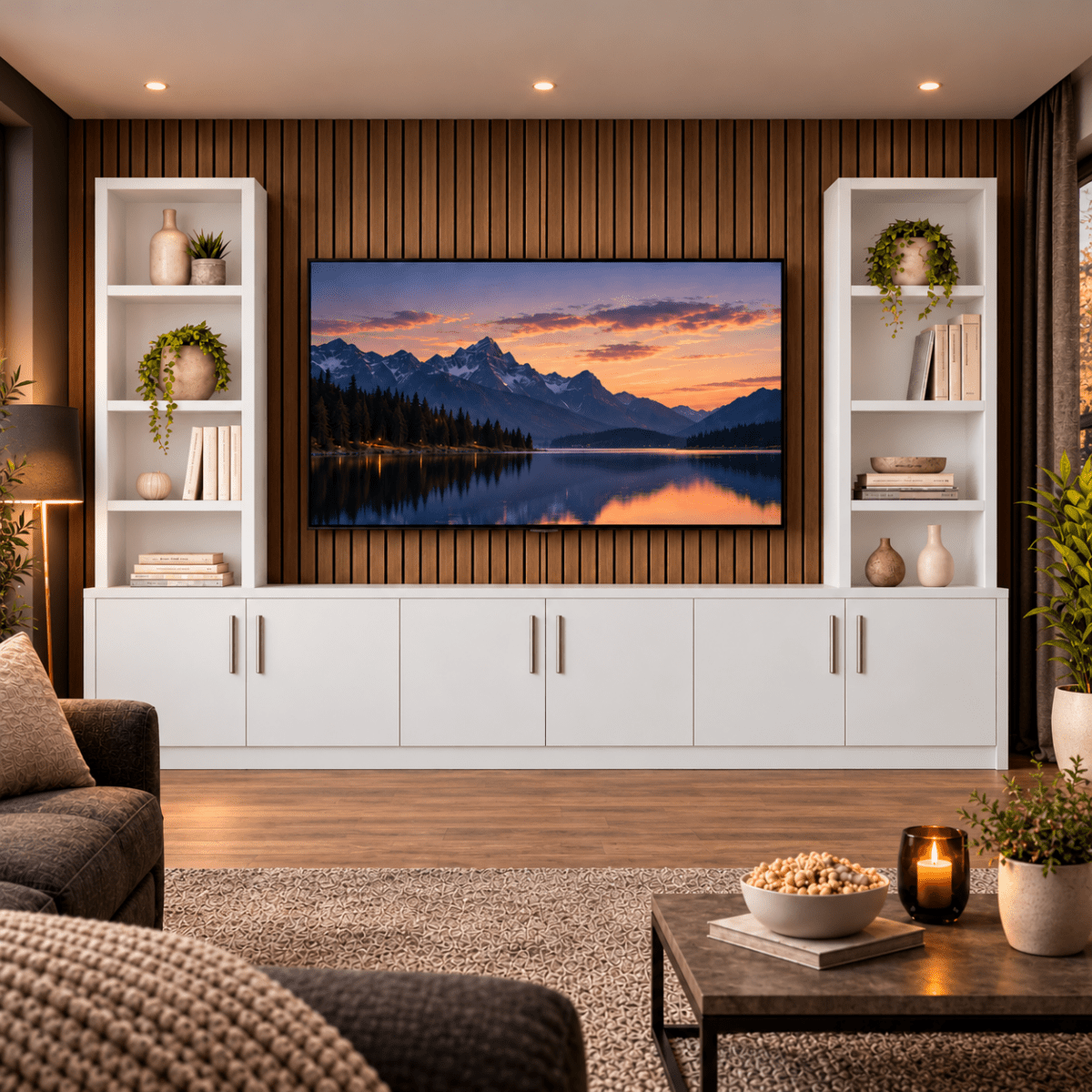 Southwell Tall Smooth Media Wall Double Bookcase Unit 30 - Online Bedrooms