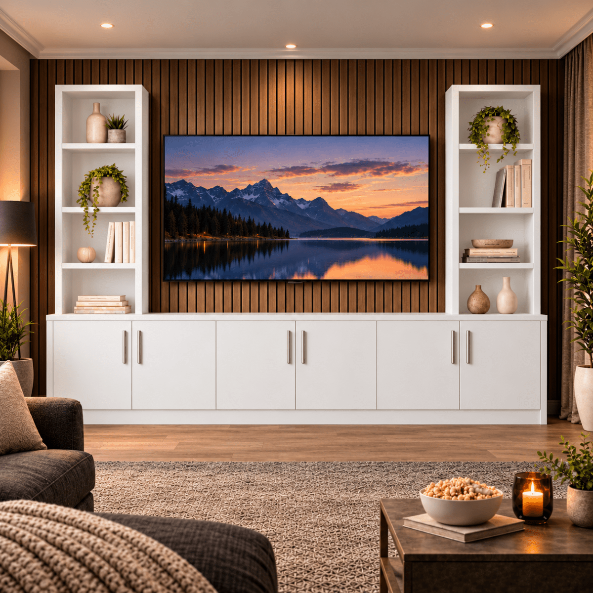 Southwell Tall Smooth Media Wall Double Bookcase Unit 23 - Online Bedrooms