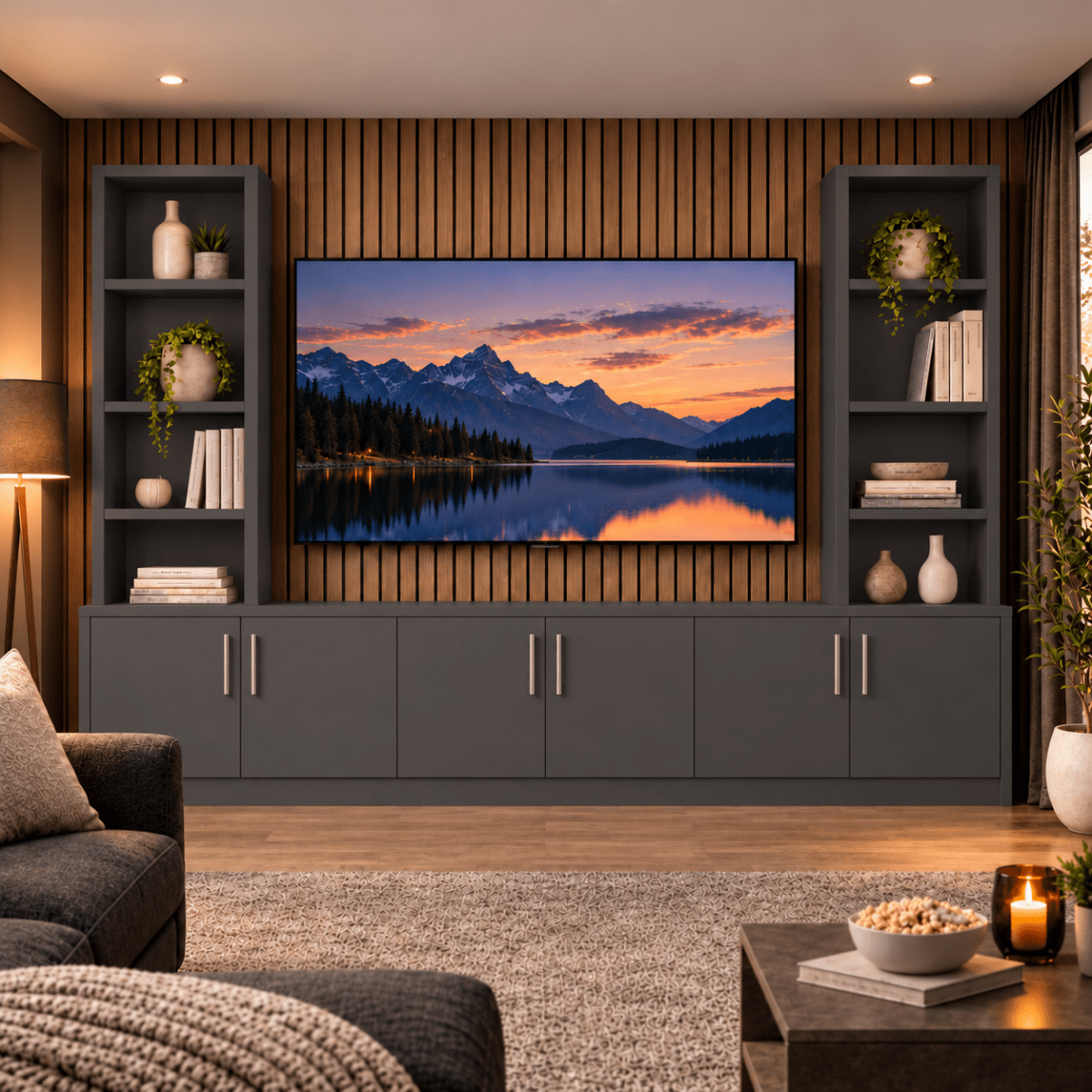 Southwell Tall Smooth Media Wall Double Bookcase Unit 18 - Online Bedrooms