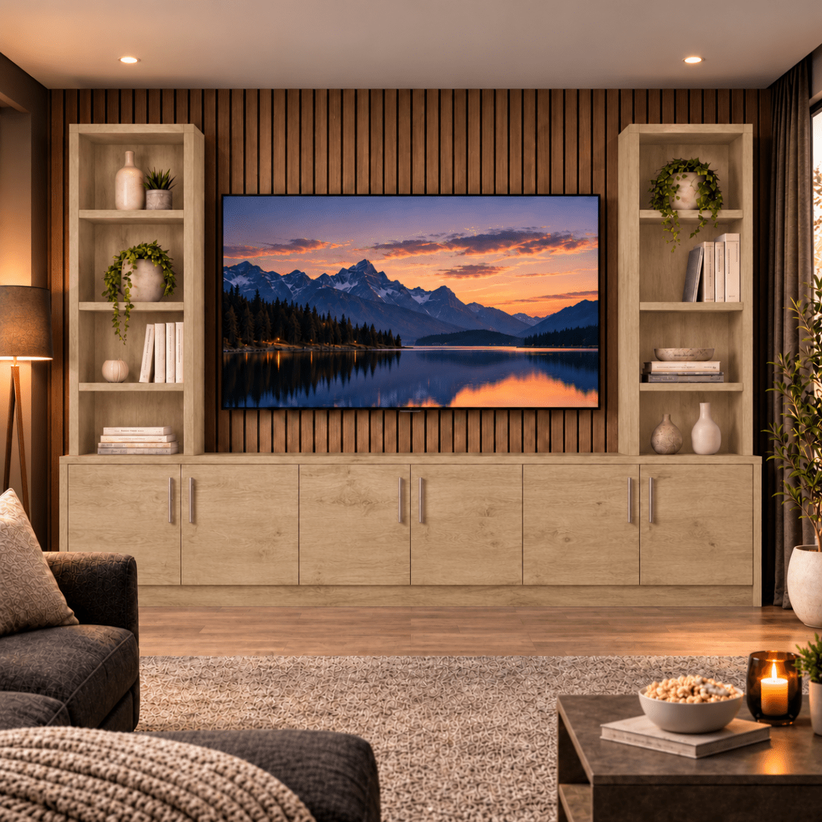 Southwell Tall Smooth Media Wall Double Bookcase Unit 22 - Online Bedrooms