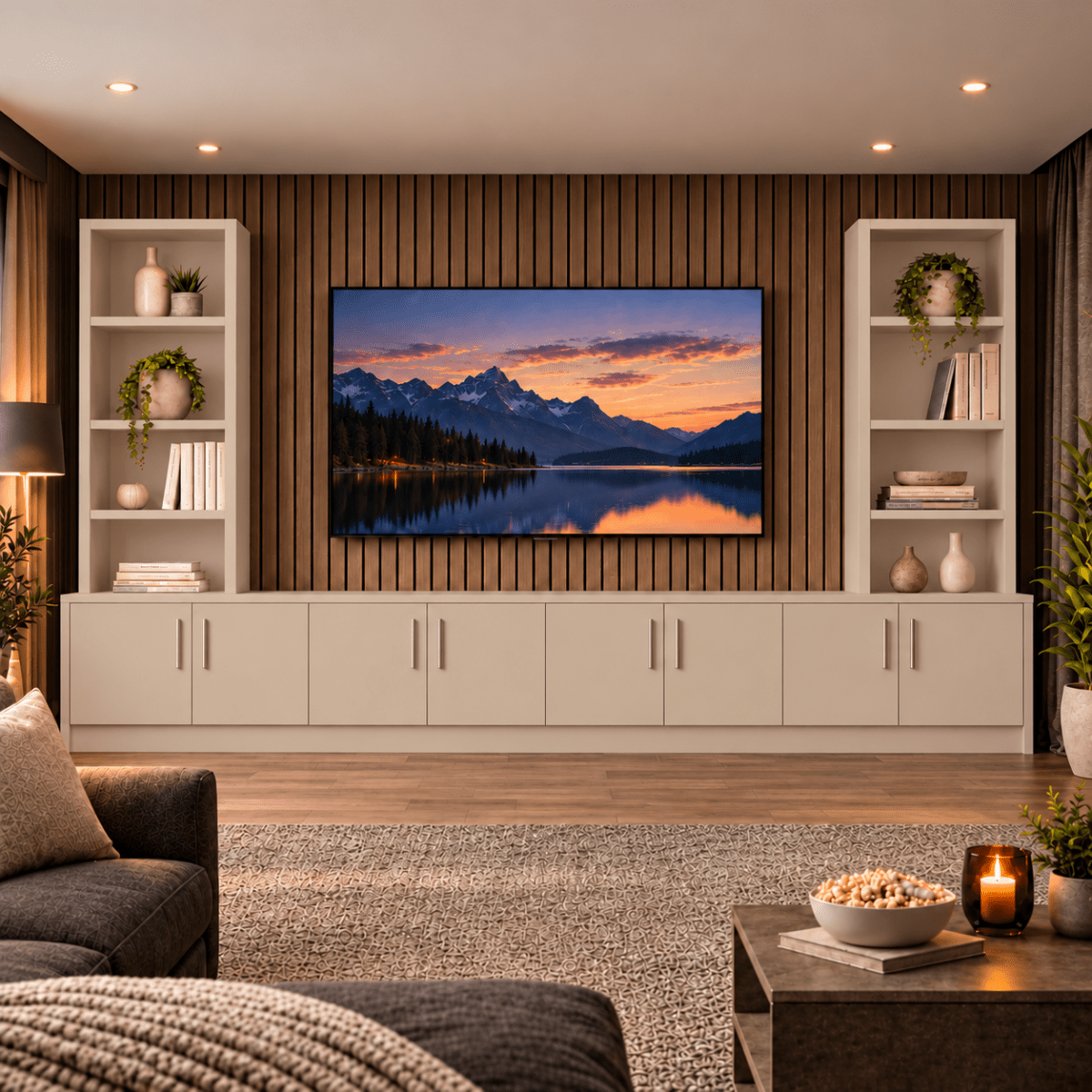Southwell Tall Smooth Media Wall Double Bookcase Unit 52 - Online Bedrooms