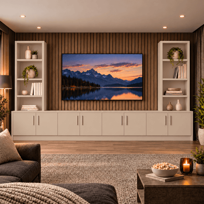 Southwell Tall Smooth Media Wall Double Bookcase Unit 52 - Online Bedrooms