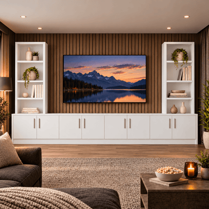 Southwell Tall Smooth Media Wall Double Bookcase Unit 51 - Online Bedrooms