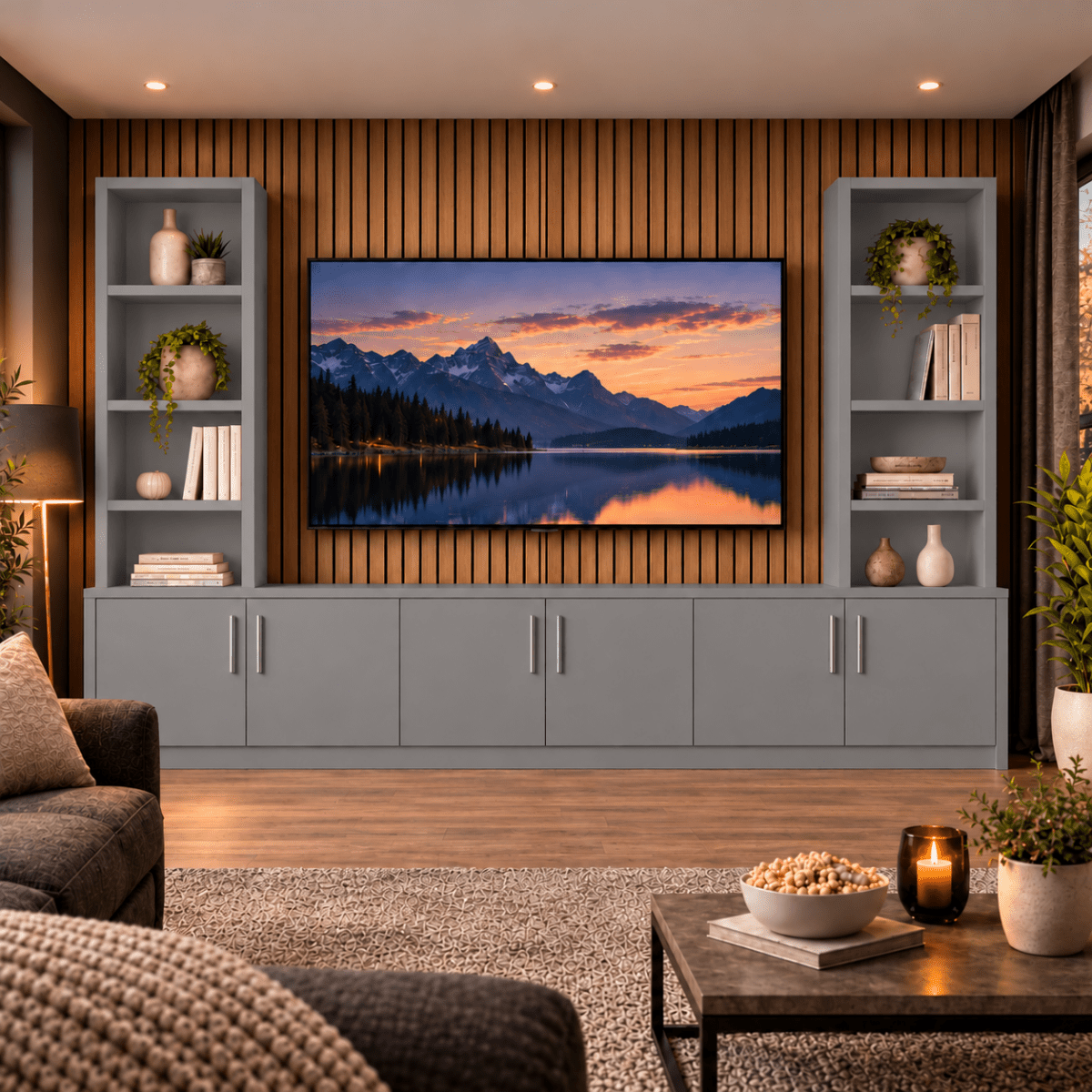 Southwell Tall Smooth Media Wall Double Bookcase Unit 34 - Online Bedrooms