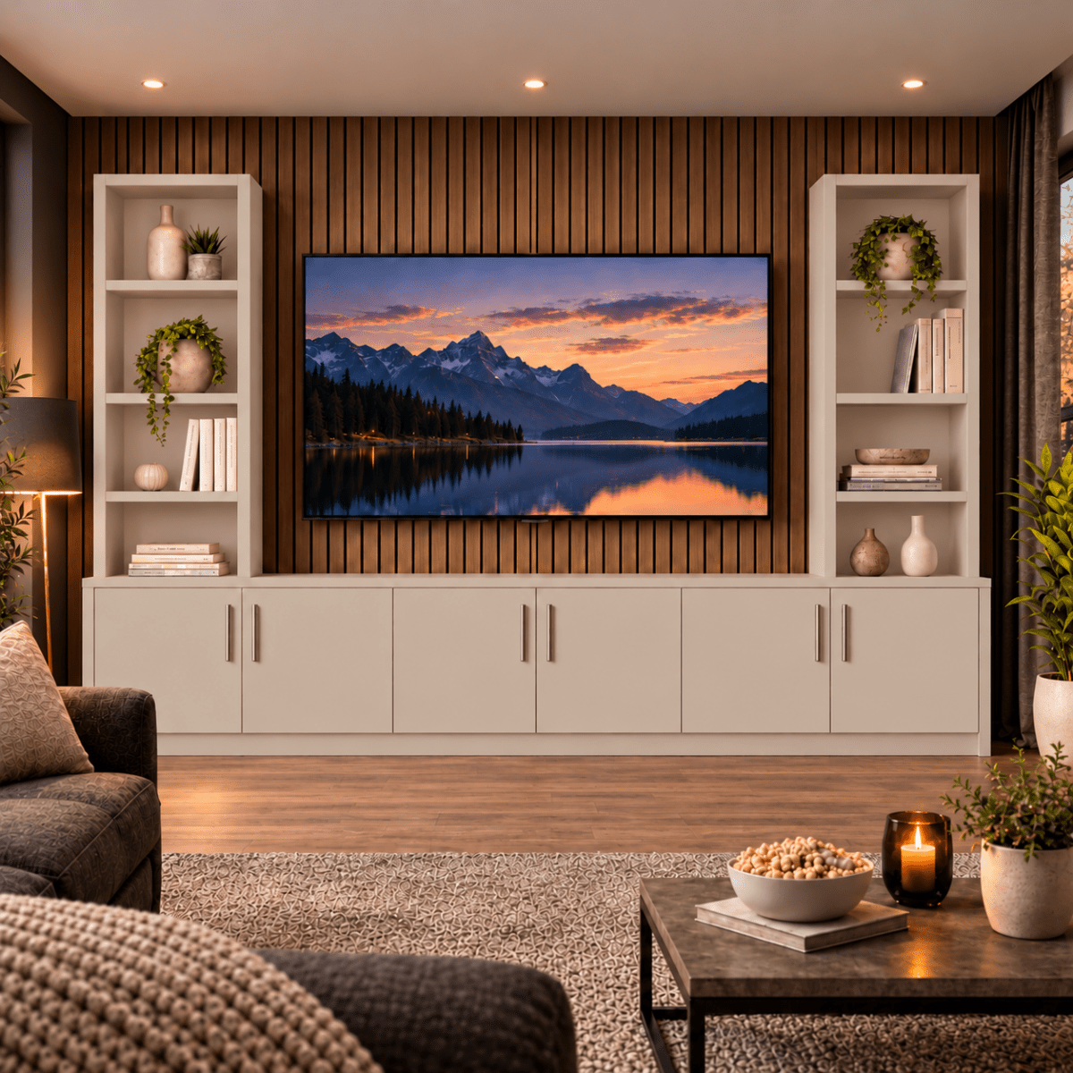 Southwell Tall Smooth Media Wall Double Bookcase Unit 31 - Online Bedrooms