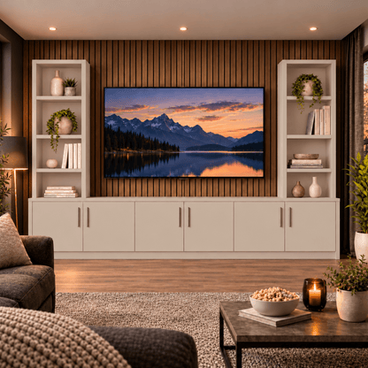 Southwell Tall Smooth Media Wall Double Bookcase Unit 31 - Online Bedrooms