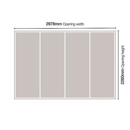 Spacepro Classic 4 Panel 4 Door Sliding Wardrobe Door Kit (H)2260mm (W)2978mm 4 - Online Bedrooms