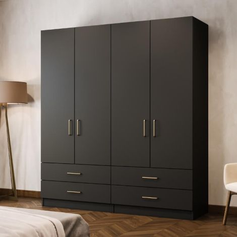 Sutton Graphite Freestanding Wardrobe - W: 2000mm x H: 2100mm x D: 600mm 1 - Online Bedrooms