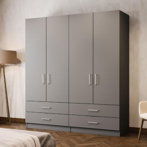 Sutton Graphite Freestanding Wardrobe - W: 2000mm x H: 2100mm x D: 600mm 2 - Online Bedrooms