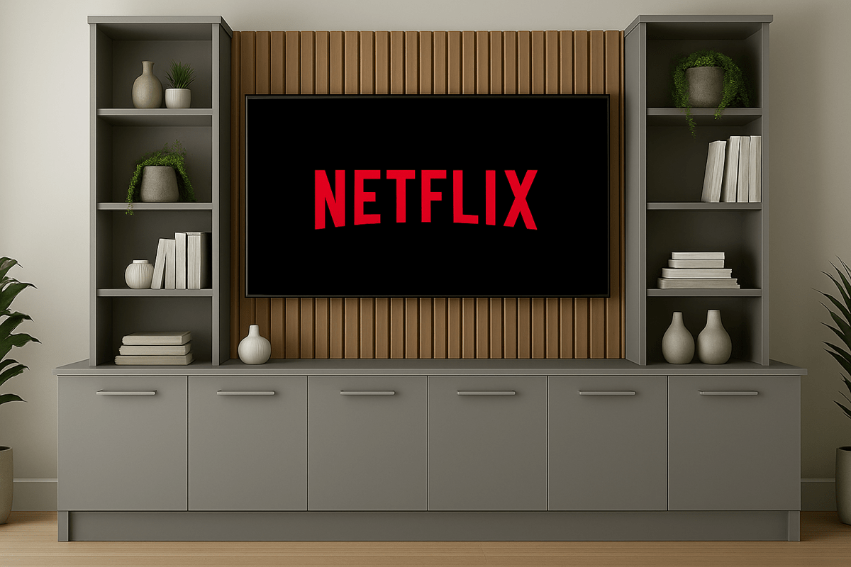 Tall Media Wall Entertainment Base & Double Shelving Unit - For Up to 100" TVs 9 - Online Bedrooms