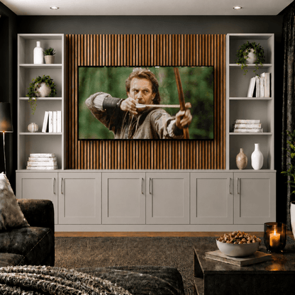 Tall Media Wall Entertainment Shaker Door Base & Double Shelving Unit - For Up to 100" TVs 6 - Online Bedrooms