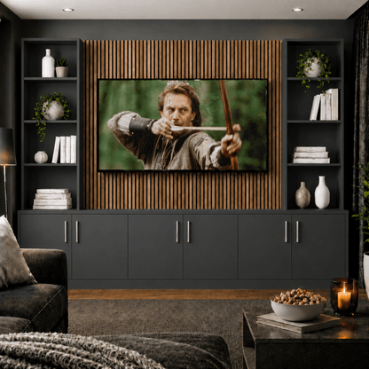 Tall Media Wall Entertainment Smooth Door Base & Double Shelving Unit - For Up to 100" TVs 2 - Online Bedrooms