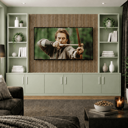 Tall Media Wall Entertainment Smooth Door Base & Double Shelving Unit - For Up to 100" TVs 8 - Online Bedrooms