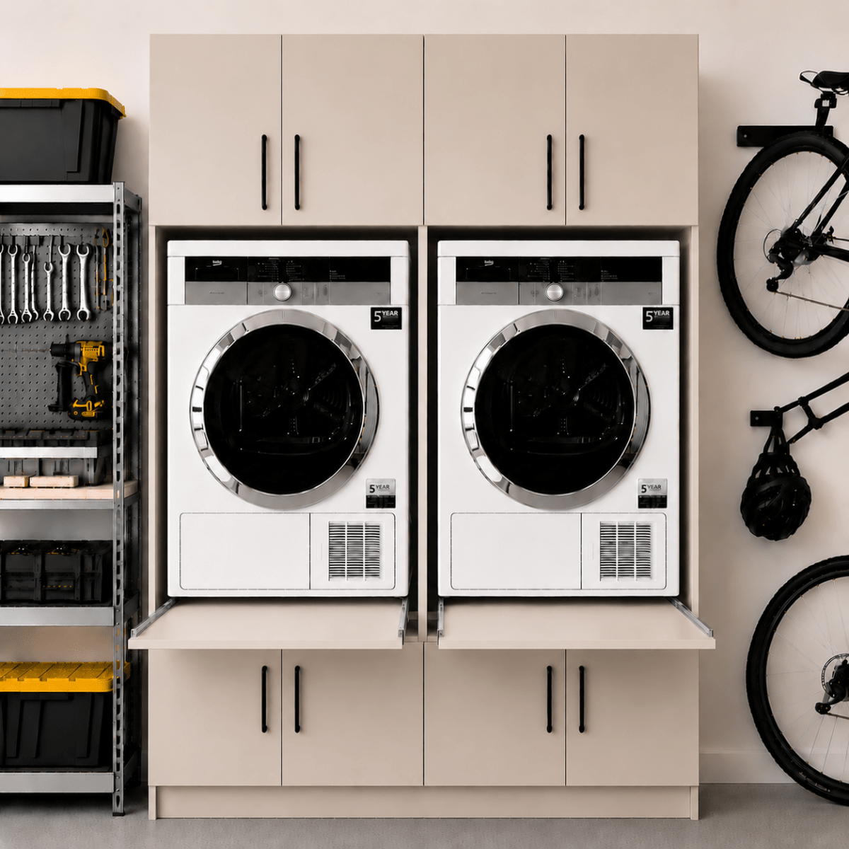 Twin Washer & Dryer Appliance Cabinet Set 6 - Online Bedrooms