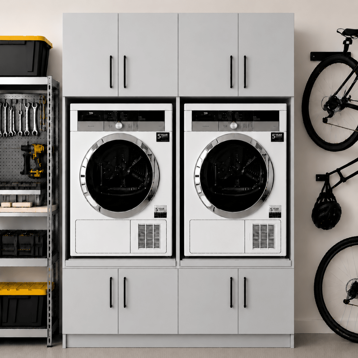 Twin Washer & Dryer Appliance Cabinet Set 3 - Online Bedrooms
