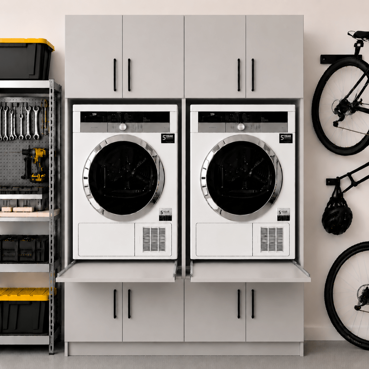 Twin Washer & Dryer Appliance Cabinet Set 2 - Online Bedrooms