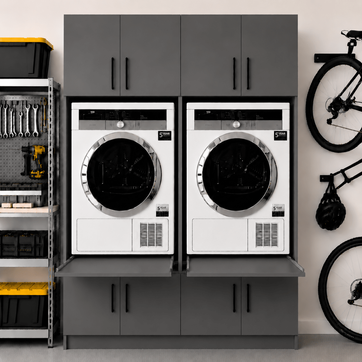 Twin Washer & Dryer Appliance Cabinet Set 8 - Online Bedrooms