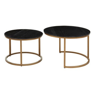 Varana Black Marble and Gold Finish Set of 2 Nesting Coffee Tables 2 - Online Bedrooms