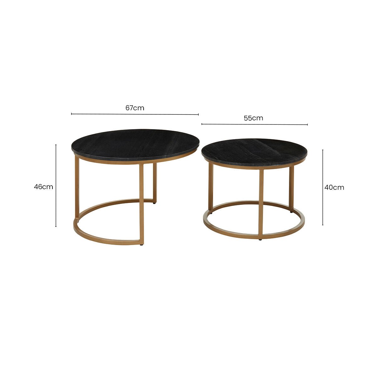 Varana Black Marble and Gold Finish Set of 2 Nesting Coffee Tables 9 - Online Bedrooms