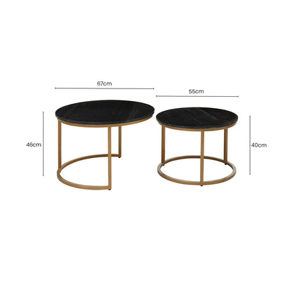 Varana Black Marble and Gold Finish Set of 2 Nesting Coffee Tables 9 - Online Bedrooms
