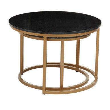 Varana Black Marble and Gold Finish Set of 2 Nesting Coffee Tables 5 - Online Bedrooms