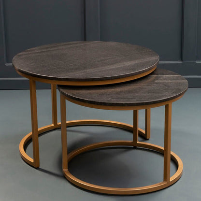 Varana Black Marble and Gold Finish Set of 2 Nesting Coffee Tables 1 - Online Bedrooms