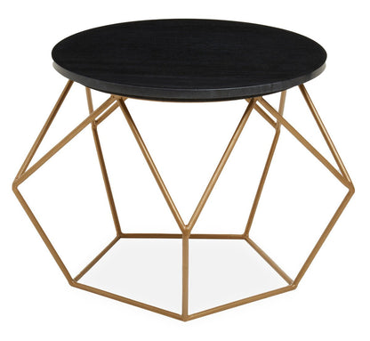 Varana Black Marble Round Coffee Table with Gold Finish Frame 4 - Online Bedrooms